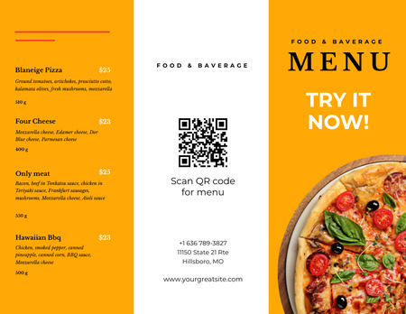 Plantilla de diseño de deliciosa oferta de pizza italiana Menu 11x8.5in Tri-Fold 