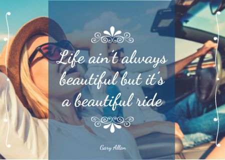 Motivational quote with Couple in Car Card Modelo de Design