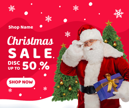 Plantilla de diseño de Cute Santa Claus on Christmas Sale Facebook 