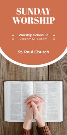 Ontwerpsjabloon van Graphic van Sunday Worship Announcement with Bible