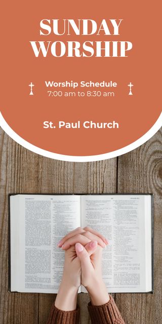 Sunday Worship Announcement with Bible Graphic Modelo de Design
