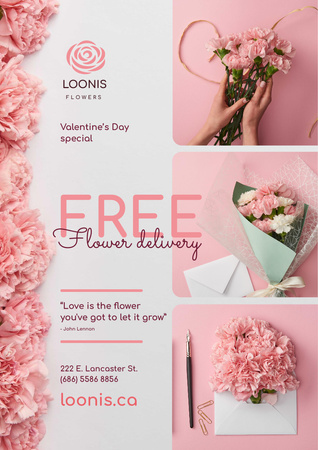 Valentines Day Flowers Delivery Offer  Poster A3 Design Template