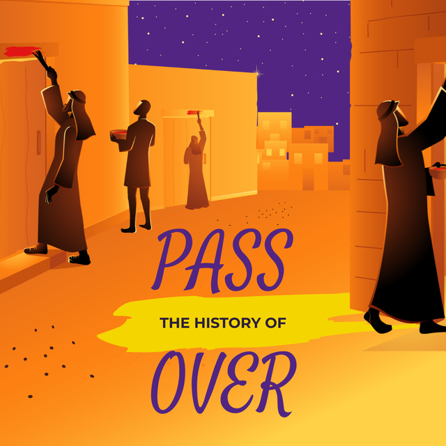 History of Passover Holiday With Illustrations Instagram Tasarım Şablonu