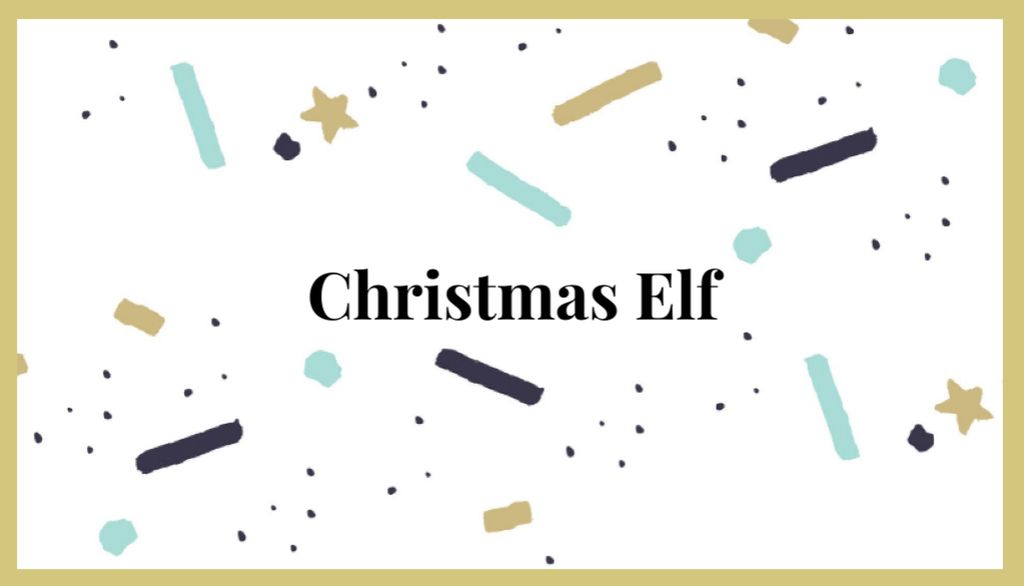 Platilla de diseño Christmas Elf Service Offer with Cute Illustration Business Card US