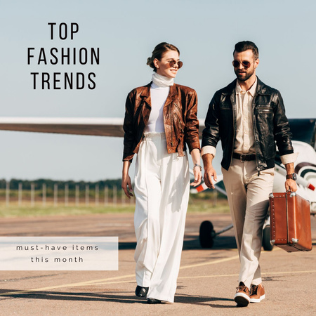 Anúncio das principais tendências da moda com casal estiloso Instagram Modelo de Design