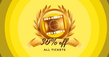 Распродажа входных билетов на Каннский фестиваль в желтом цвете Facebook AD – шаблон для дизайна