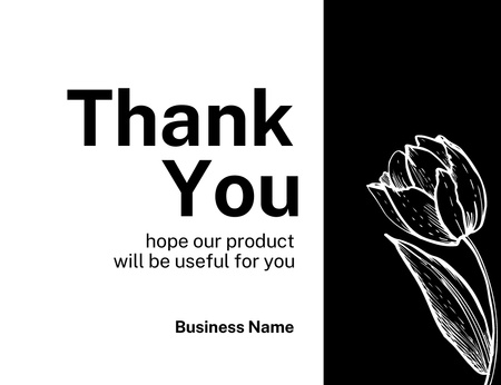 Thank You Notice with Tulip Drawing Thank You Card 5.5x4in Horizontal Tasarım Şablonu