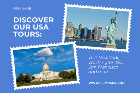 Platilla de diseño Mesmerizing City Tours In USA Promotion With Attractions Postcard 4x6in