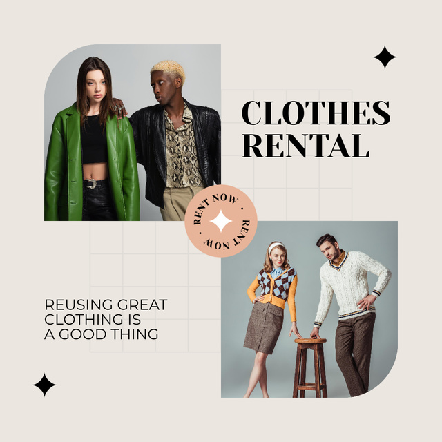 Rental hipster clothes services Instagramデザインテンプレート