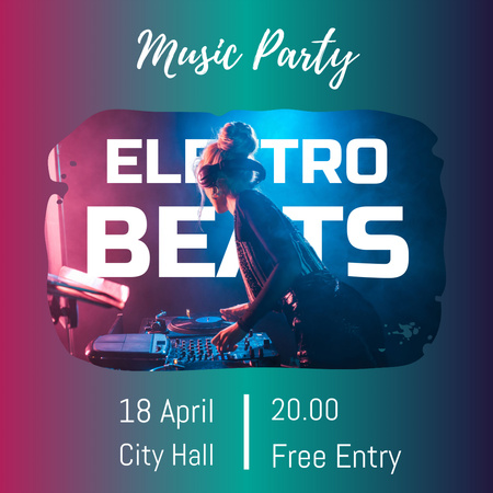Electronic Music Night Party Announcement Instagram Design Template