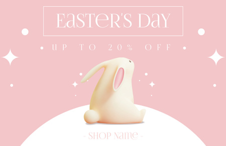Easter Promotion with Decorative 3d Bunny in Pink Thank You Card 5.5x8.5inデザインテンプレート