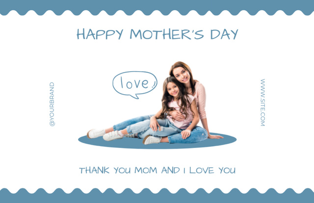 Sending Love on Mother's Day Thank You Card 5.5x8.5in Tasarım Şablonu