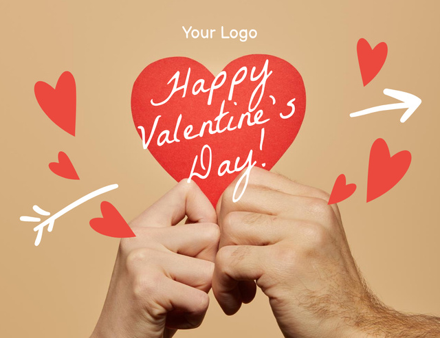 Plantilla de diseño de Amazing Valentine's Day Congrats With Heart And Arrow Thank You Card 5.5x4in Horizontal 