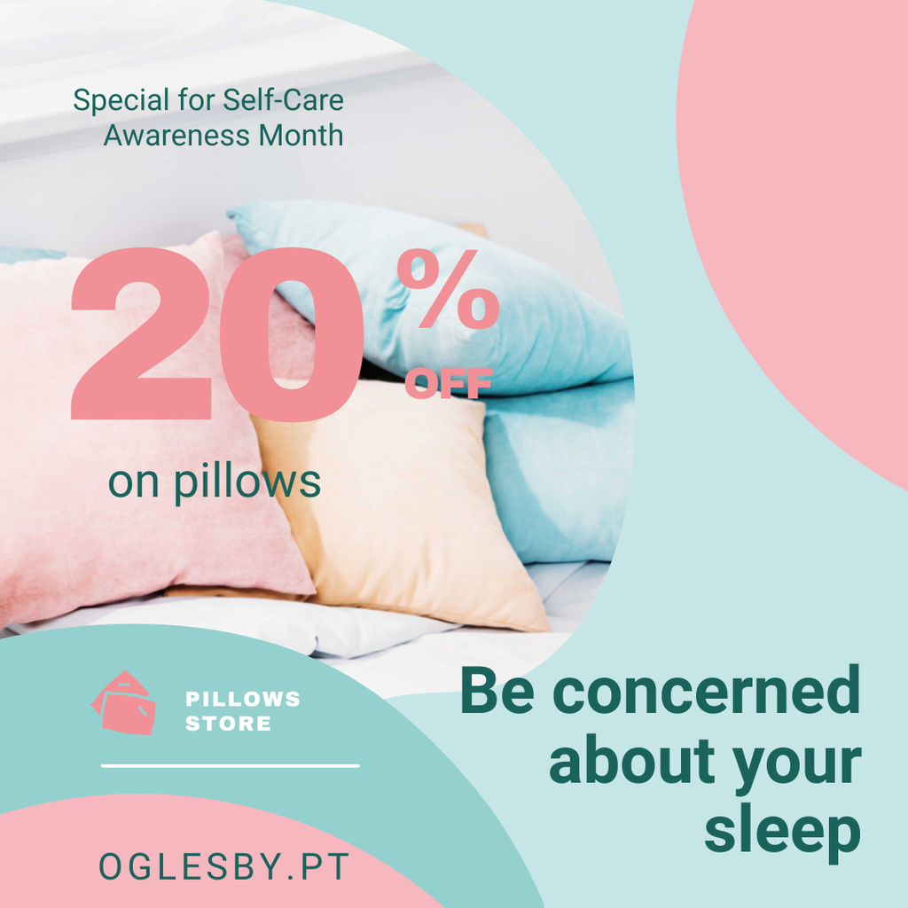Ontwerpsjabloon van Instagram van Self-Care Awareness Month Textile Offer Pillows on Sofa