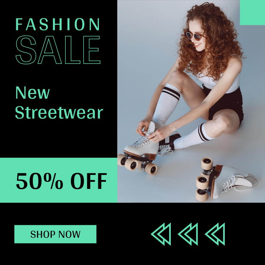 New Streetwear At Half Price During Fashion Sale Instagram Πρότυπο σχεδίασης