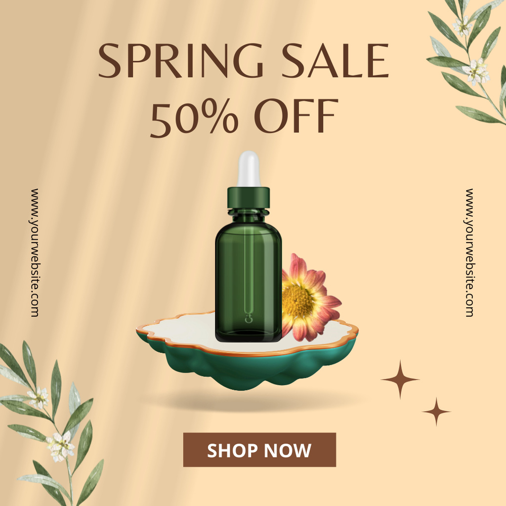 Ontwerpsjabloon van Instagram AD van Spring Sale Skin Care Serum Ad