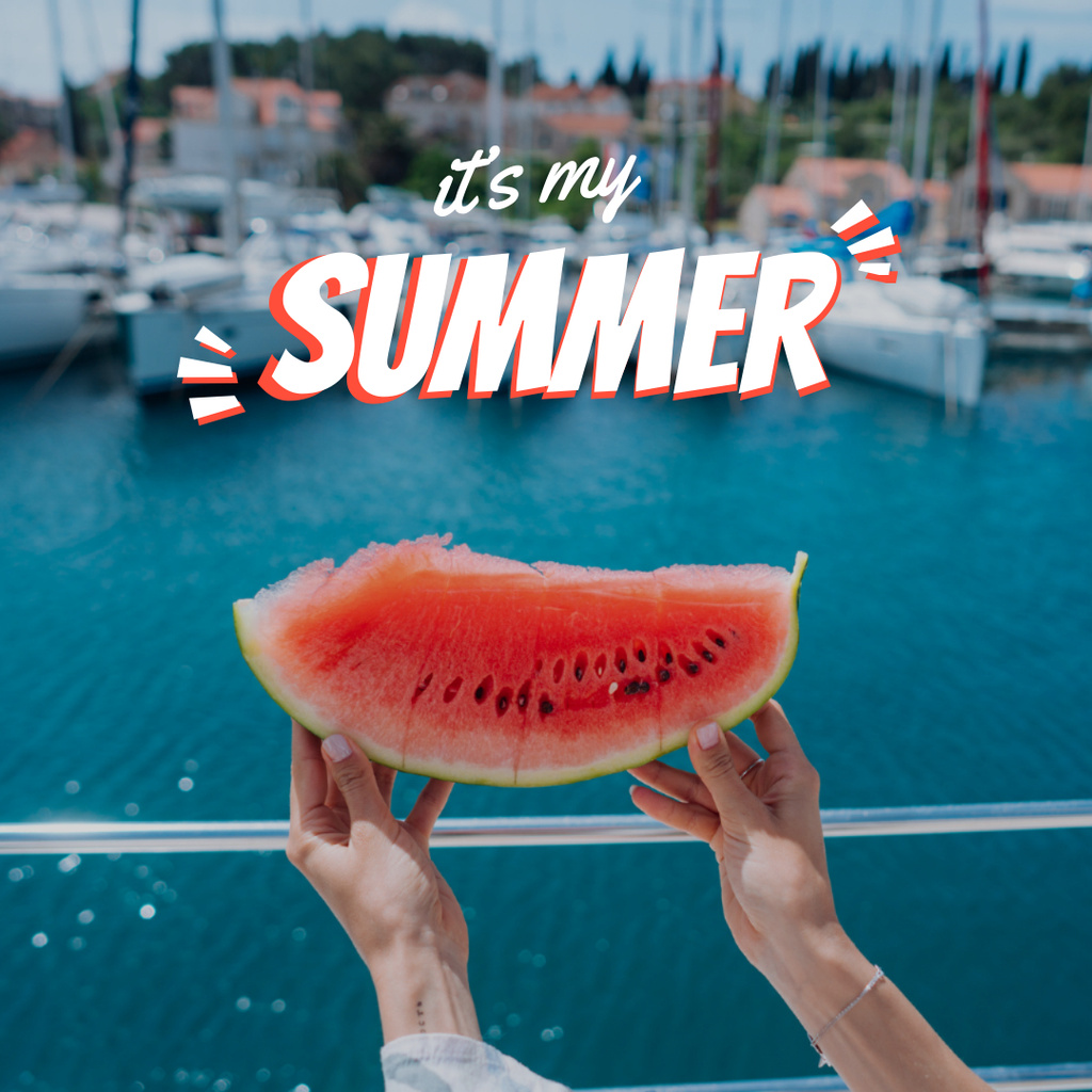 Summer Mood with Juicy Watermelon Instagram Tasarım Şablonu