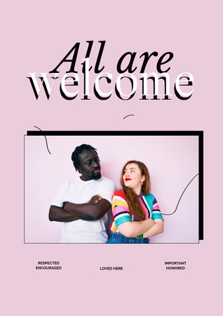 Designvorlage Inspirational Phrase with Diverse People für Poster