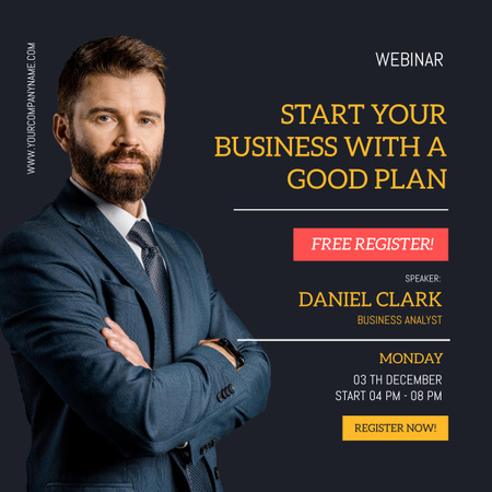 Business Planning Webinar Dark Grey LinkedIn post Design Template
