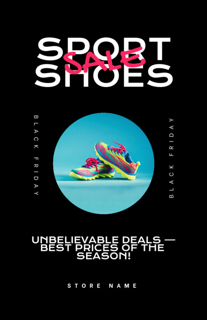 Professional Sport Shoes Sale Offer on Black Friday Flyer 5.5x8.5in Design Template