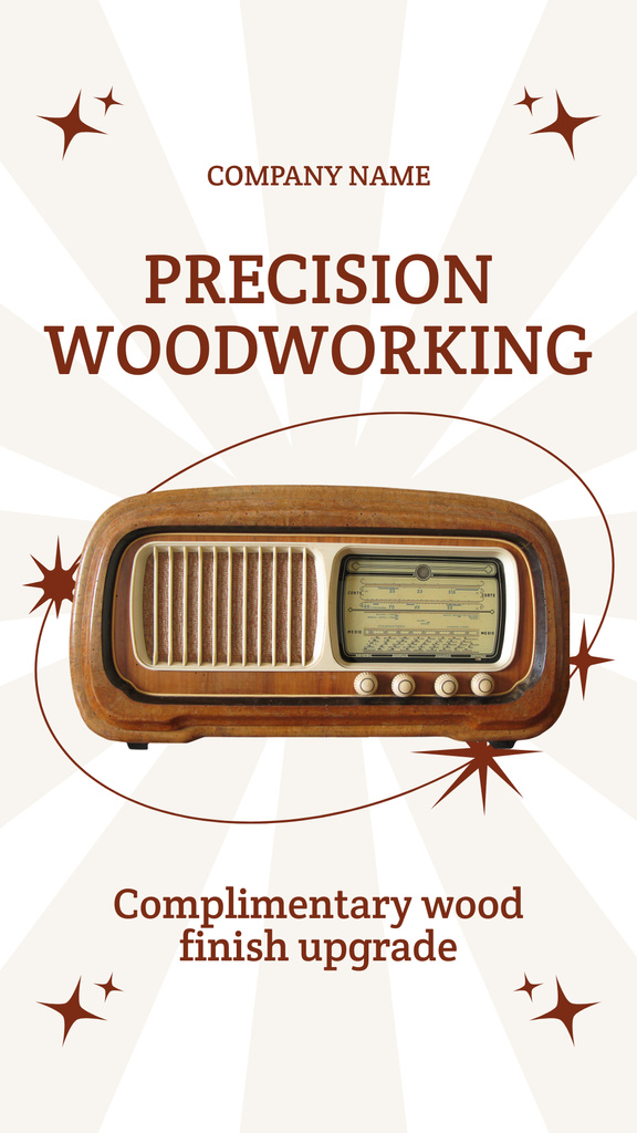 Ontwerpsjabloon van Instagram Story van Precision Woodworking And Wooden Radio