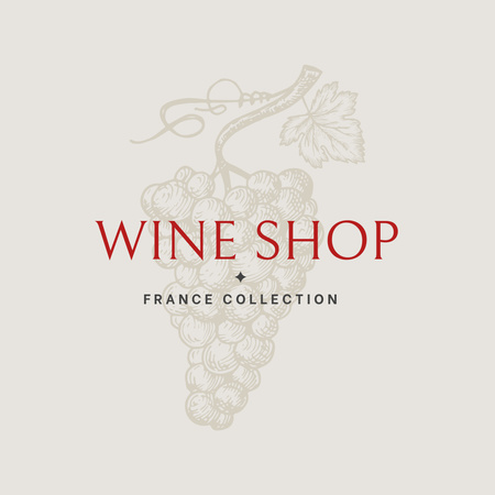 Platilla de diseño Wine Shop Services Offer with Grapes Illustration Logo