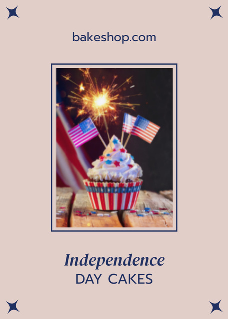Indulgent Cupcakes For USA Independence Day Flayer Design Template