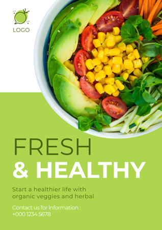 Organic Veggies táplálkozás életmód Poster tervezősablon
