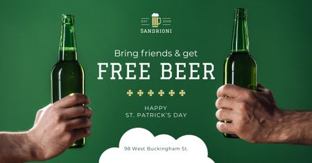 Special Offer on St.Patricks Day with friends holding Beer Facebook AD Design Template