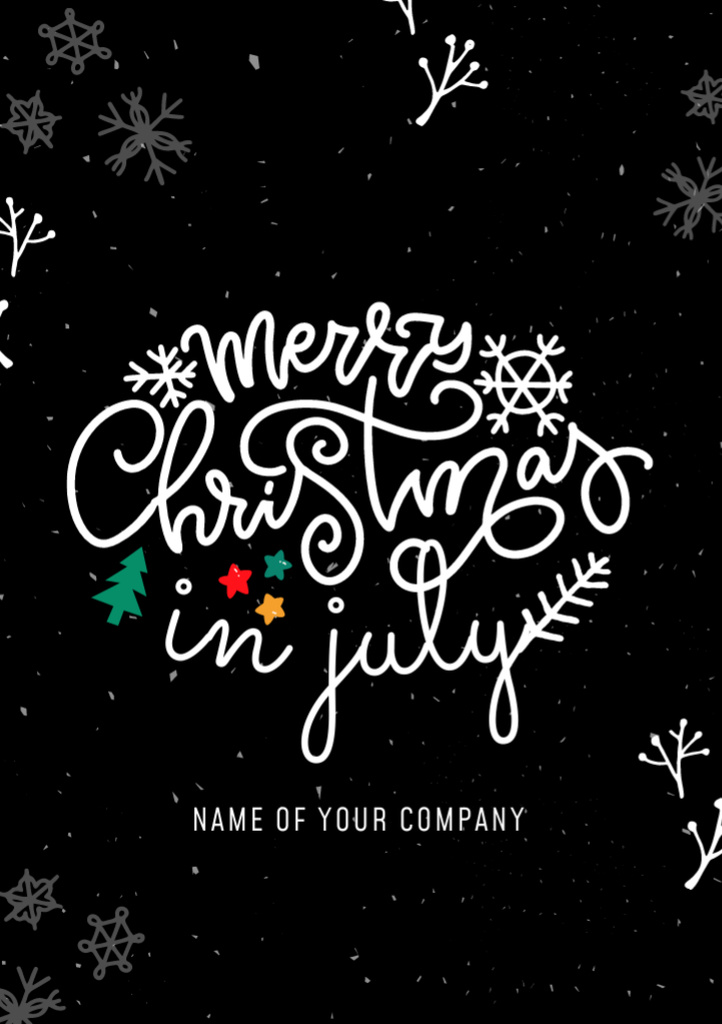 Warm July Christmas Wishes In Black Flyer A7 Design Template