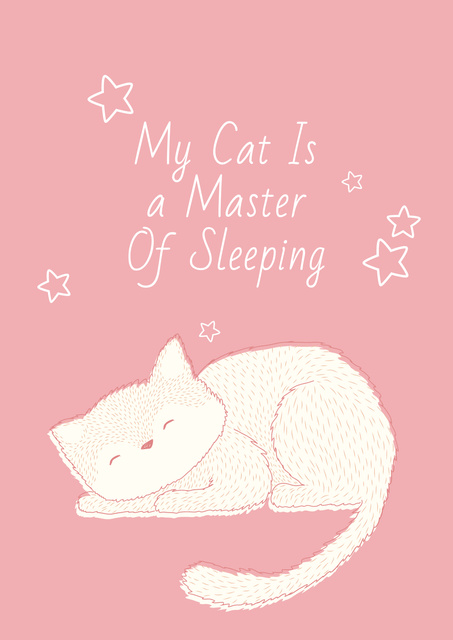 Designvorlage Citation about sleeping cat für Poster
