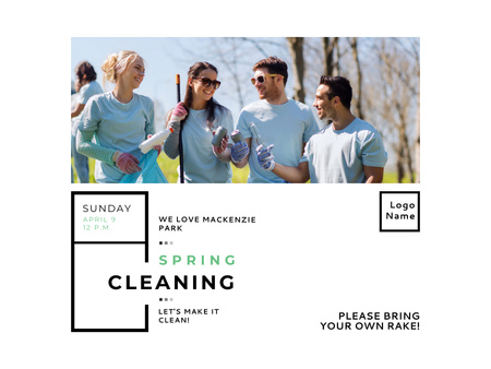Team of Volunteers is Cleaning a Park Poster 18x24in Horizontal Design Template