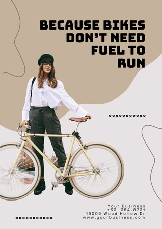 Inspirational Phrase with Girl on Bicycle Poster Modelo de Design