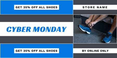 Cyber Monday Discount on All Sport Shoes Twitter Design Template