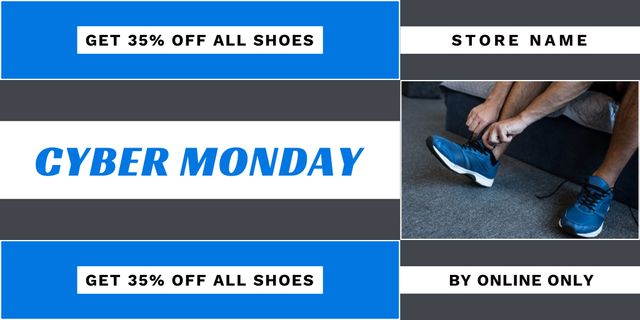 Plantilla de diseño de Cyber Monday Discount on All Sport Shoes Twitter 
