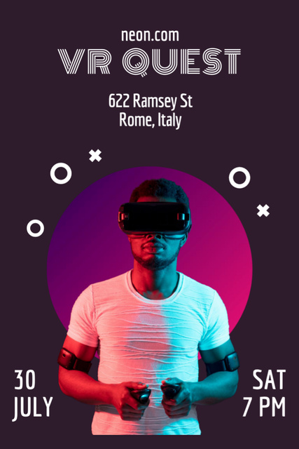 Man in Virtual Reality Glasses Invitation 6x9in Design Template