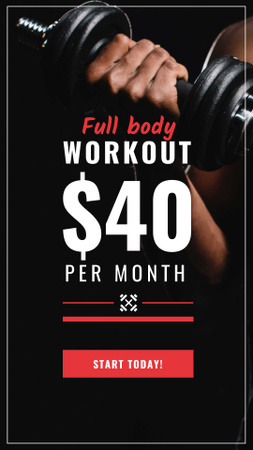 Workout Offer Man with dumbbell Instagram Story Design Template
