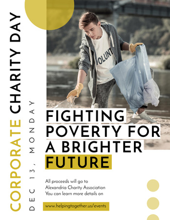 Poverty quote with child on Corporate Charity Day Poster 8.5x11in Design Template