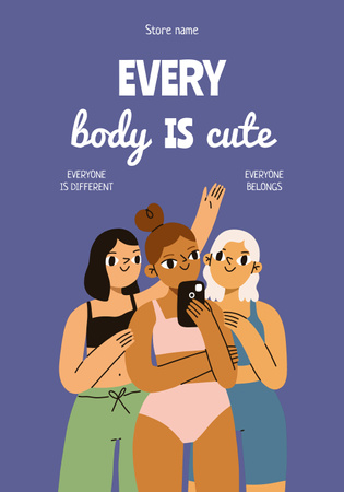 Body Positivity Inspiration on Purple Poster 28x40in Design Template