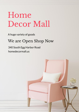 Furniture Store ad with Armchair in pink Flyer A6 Design Template