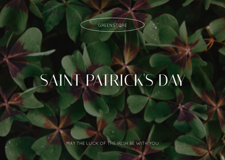 Happy St. Patrick's Day Greeting with Green Clover Card Design Template