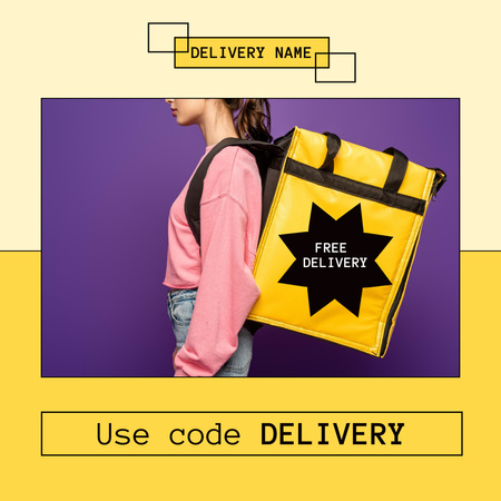 Service Shipping Offer with Woman with backpack Instagram AD Design Template