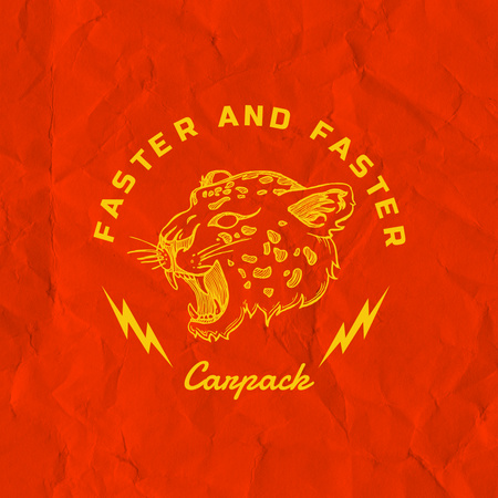 Emblem with Leopard on Red Logo Design Template
