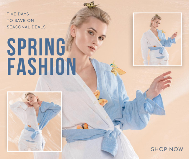 Ontwerpsjabloon van Facebook van Female Spring Fashion Clothes Sale Offer