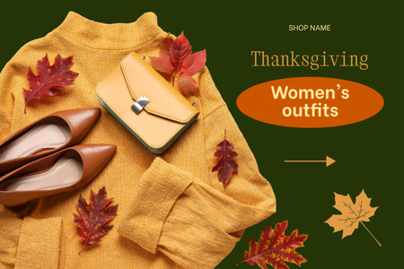 Female Outfits on Thanksgiving with Cozy Sweater Flyer 4x6in Horizontal Design Template