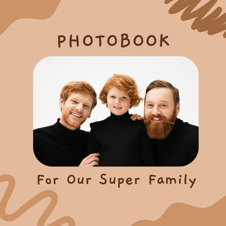 Happy Parents with Son in Black Outfits Photo Book Design Template