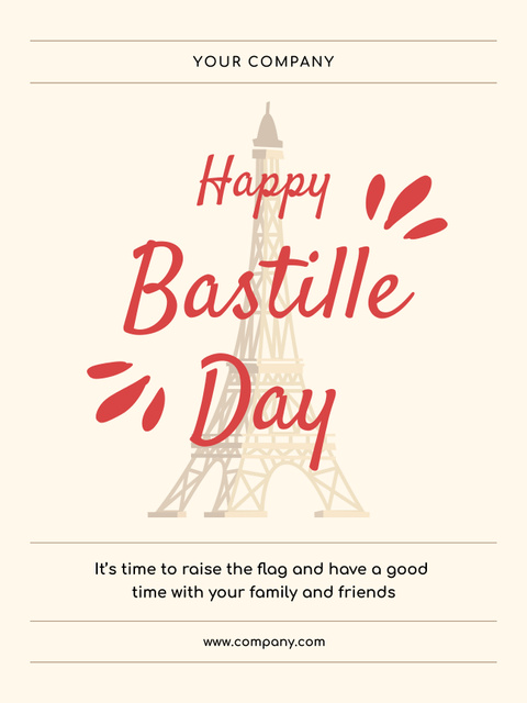 Happy Bastille Day Announcement on Beige Poster US – шаблон для дизайну