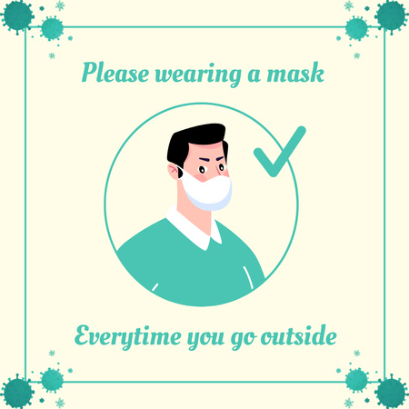 Plantilla de diseño de Wear Mask Warning Instagram 