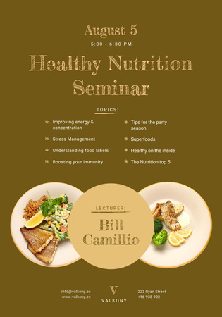 Seminar with Healthy Nutrition Poster 28x40in Design Template