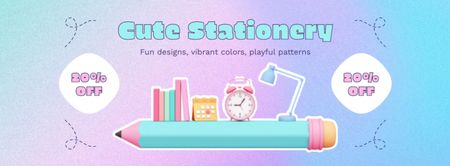 Platilla de diseño Stationery Offer On Vibrant Products Facebook cover